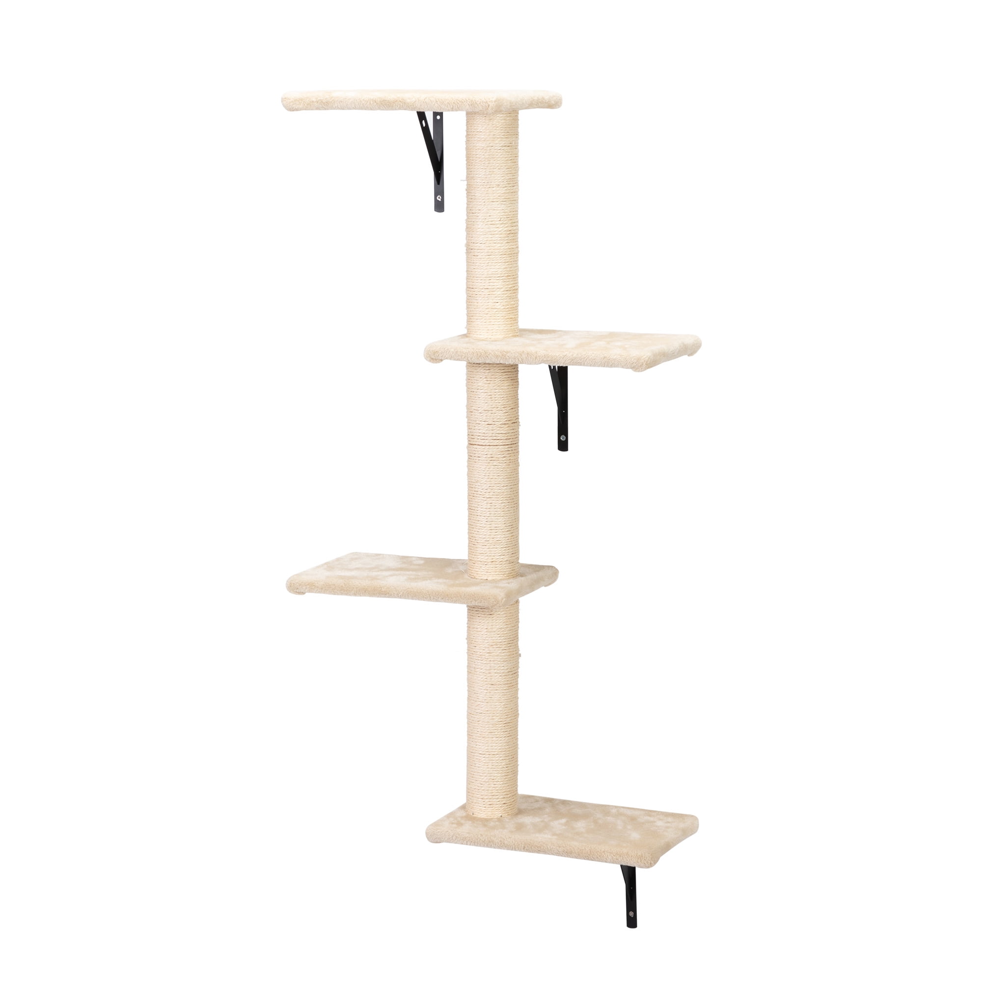 Kadyn Cat Wall Shelves and Perches Set for 5, Cat Tower for Adult Cats Mounted Cat Tree House for Large, Indoor Cat Sleeping Playing Lounging Climbing Furniture, Beige