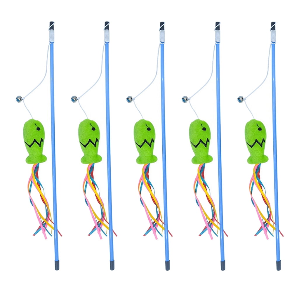 Cat Toys for Indoor Cats,Cat Wand Toy with Ribbon Fish Teaser Cat Crazy