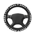 thumbnail image 2 of Black White Plaid Elastic Stretch Steering Wheel Cover Car Wheel Protector Universal 15 Inch Fit For Vehicle Car Auto Suv, 2 of 6