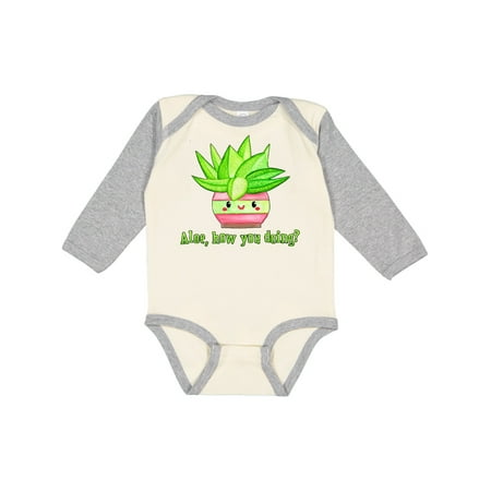 

Inktastic Aloe How You Doing- cute aloe plant Gift Baby Boy or Baby Girl Long Sleeve Bodysuit