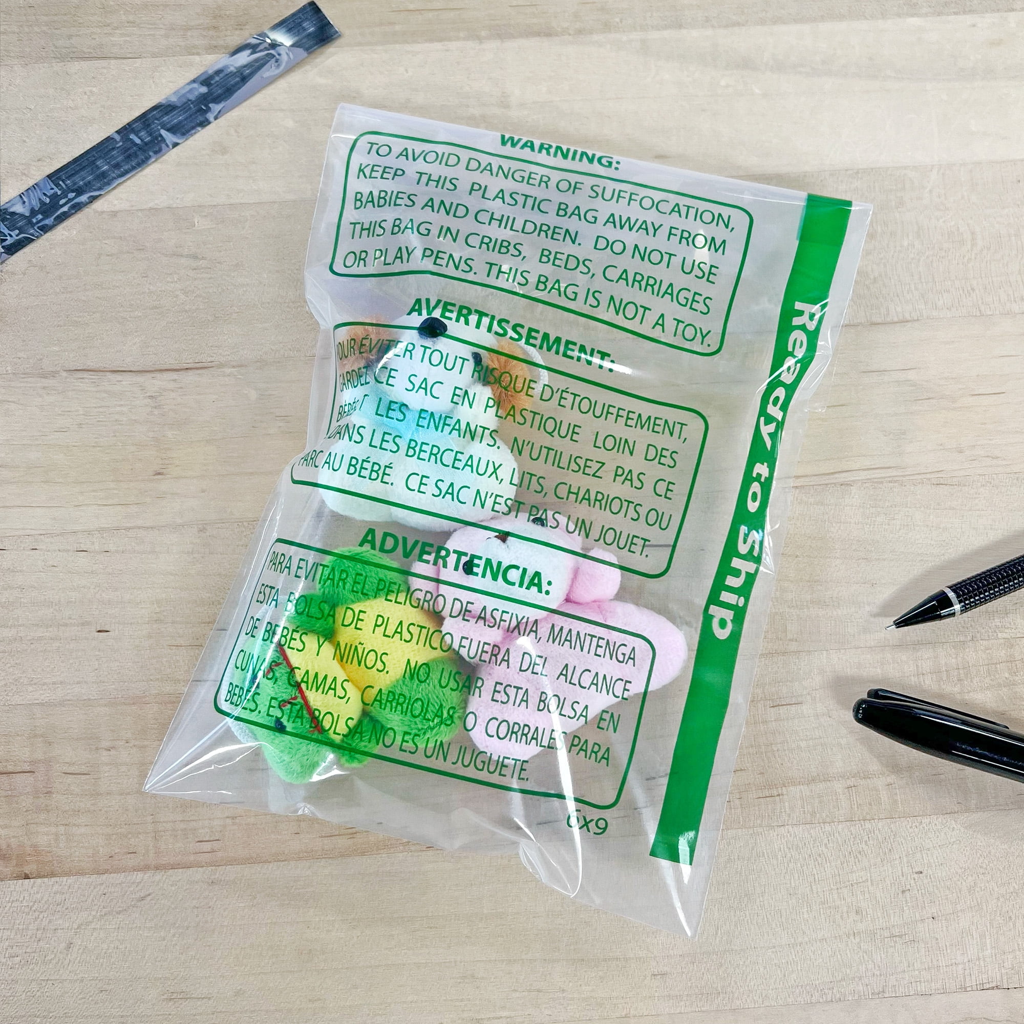 Plymor Ready to Ship 1.5 Mil Wicketed Poly Bags with Permanent Adhesive Strip and Suffocation Warning, 6" x 9" (Pack of 250)