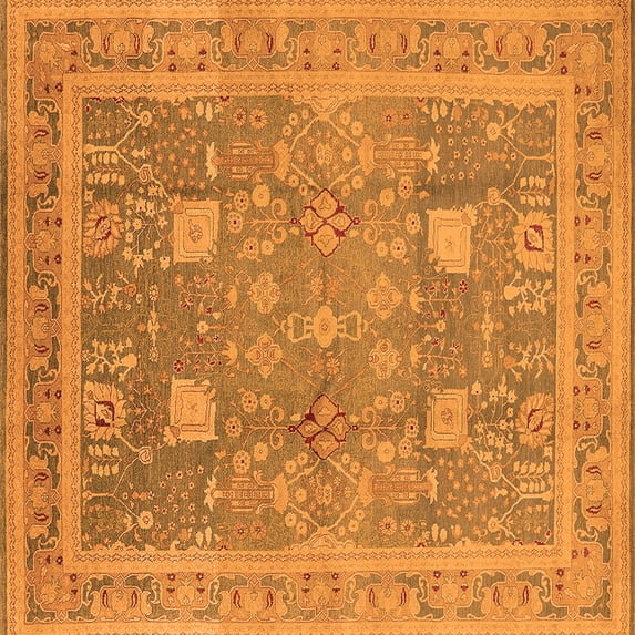 Ahgly Company Indoor Square Oriental Orange Industrial Area Rugs, 7' Square