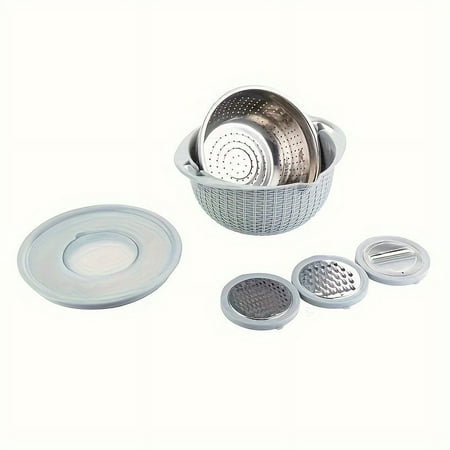 

TwoLLL 4-In-1 Multifunctional Kitchen Gadget Set - 360° Rotating Colander Mixing Bowl Grater & Salad Spinner For Easy Prep And Serving