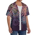 thumbnail image 2 of Naloa Fireworks2 Men's Loose Fit Cuban Collar Short-Sleeve Shirt, Hawaiian Shirts, Mens Shirts Casual for Everyday Wear Outings-X-Large, 2 of 5