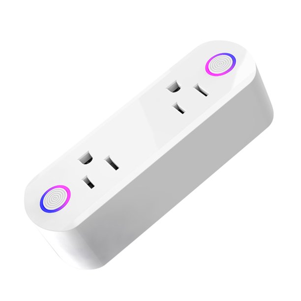Timer Independent Switch Smart Plug Dual Wifi Outlet Extender Socket Compatible With Alexa