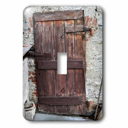 3dRose Print of Ancient Wooden Door Against Brick Wall, 2 Plug Outlet