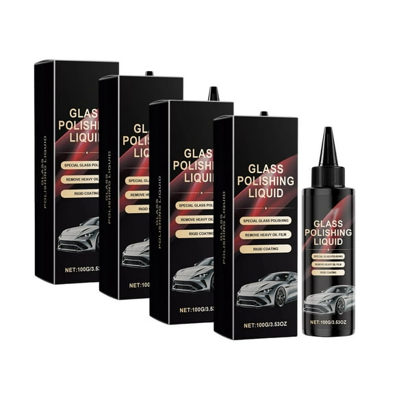 Poli pour Vitres de Voiture C pour Taches d'Eau et Égratignures, Lot de 4 Nettoyants de Pare-Brise avec Revêtement Protecteur, Formule à Séchage Rapide pour l'Esthétique Automobile