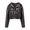 Khaki, variant on Women's Faux Leather Jacket Cropped Button Front Lapel Coat Fashion Vintage Motorcycle Jackets