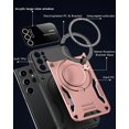 thumbnail image 4 of for Samsung Galaxy S22 Ultra Case with 360° Rotatable Invisible Ring Stand, Large Window Design Compatible with Magsafe, -Grade Protection Shockproof Phone Cover for Women Men, Pink, 4 of 7
