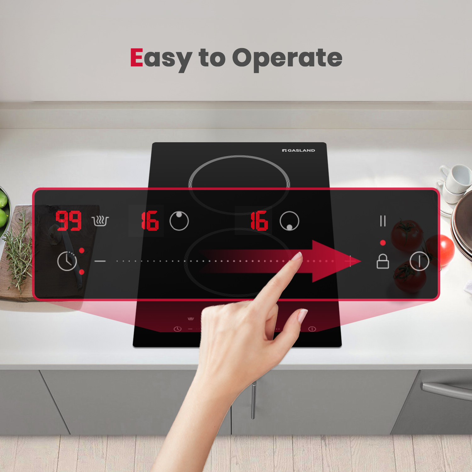GASLAND 12 in. 2 Burners Radiant Electric Ceramic Cooktop,240 V 2400 W, Child Safety Lock, Timer