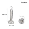 thumbnail image 2 of Uxcell M4 x 20mm 304 Stainless Steel Phillips Hex Washer Self Tapping Screws 100 Pack, 2 of 4