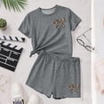 thumbnail image 5 of Lopeceal Kid Girl 2 Pieces Outfits Cute Leopard Bow Printed Pullover Loose Crew Neck Short Sleeve and Short Cheeky Casual 3-14Y, 5 of 6