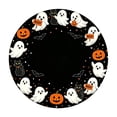 thumbnail image 2 of Round Halloween Tablecloth 52 Inch Stretch Waterproof Fitted Elastic Table Cover Spooky Ghost Jack O Lantern Decor for Halloween Party Dining Home Use Halloween Party Supplies, 2 of 7