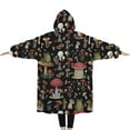 thumbnail image 2 of Oversized Wearable Blanket Hoodie,Red Mushroom Frog Black Pattern Sherpa Blanket Hoodie with Super Pockets,Super Warm Fuzzy Pullover for Women & Men, 2 of 6