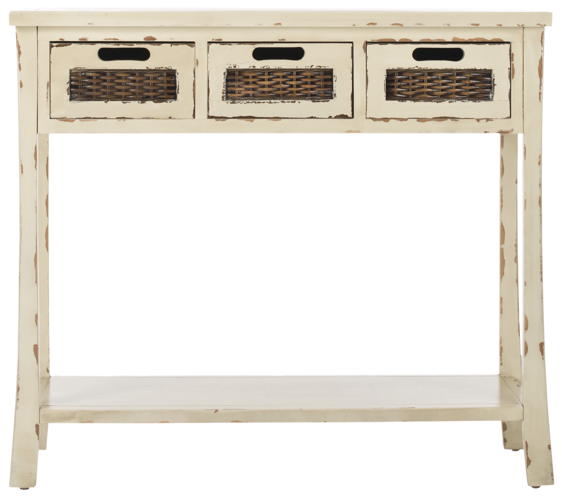 SAFAVIEH Autumn Country Rustic 3 Drawer Storage Console, Vintage Cream