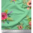 thumbnail image 1 of Soimoi Rayon Fabric Leaves & Anemone Flower Print Sewing Fabric Yard 56 Inch Wide, 1 of 1