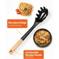 thumbnail image 4 of Badiano Black Silicone Pasta Fork,Cooking Draining Strainer,Wooden Spaghetti Server,Weight 0.26 lbs, 4 of 6