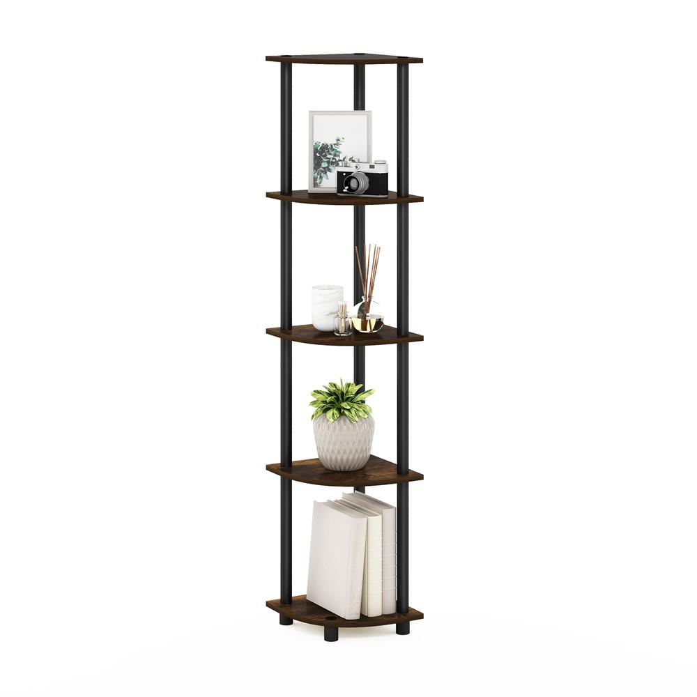 Furinno Turn-N-Tube 5-Tier Corner Display Rack, Amber Pine/Black photo 4