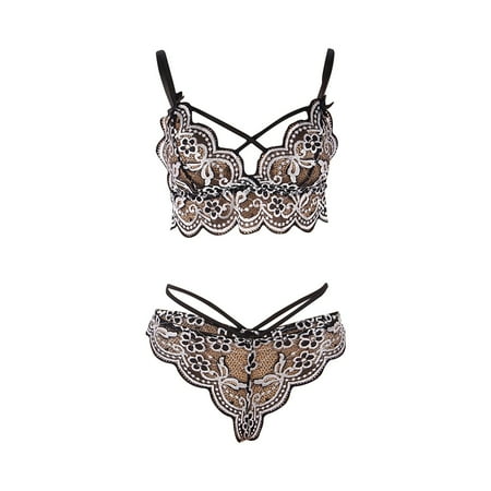 KBKYBUYZ Women s Plus Size Hot Lace Wireless Bra Lingerie Sleepwear Pajamas Underwear Set Comfortable Set