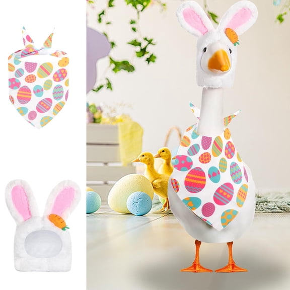 Ke1Clo Porch Goose Outfits, Easter Bunny Outfit Holiday Bundle, Fits 23" H Statue Porch Goose