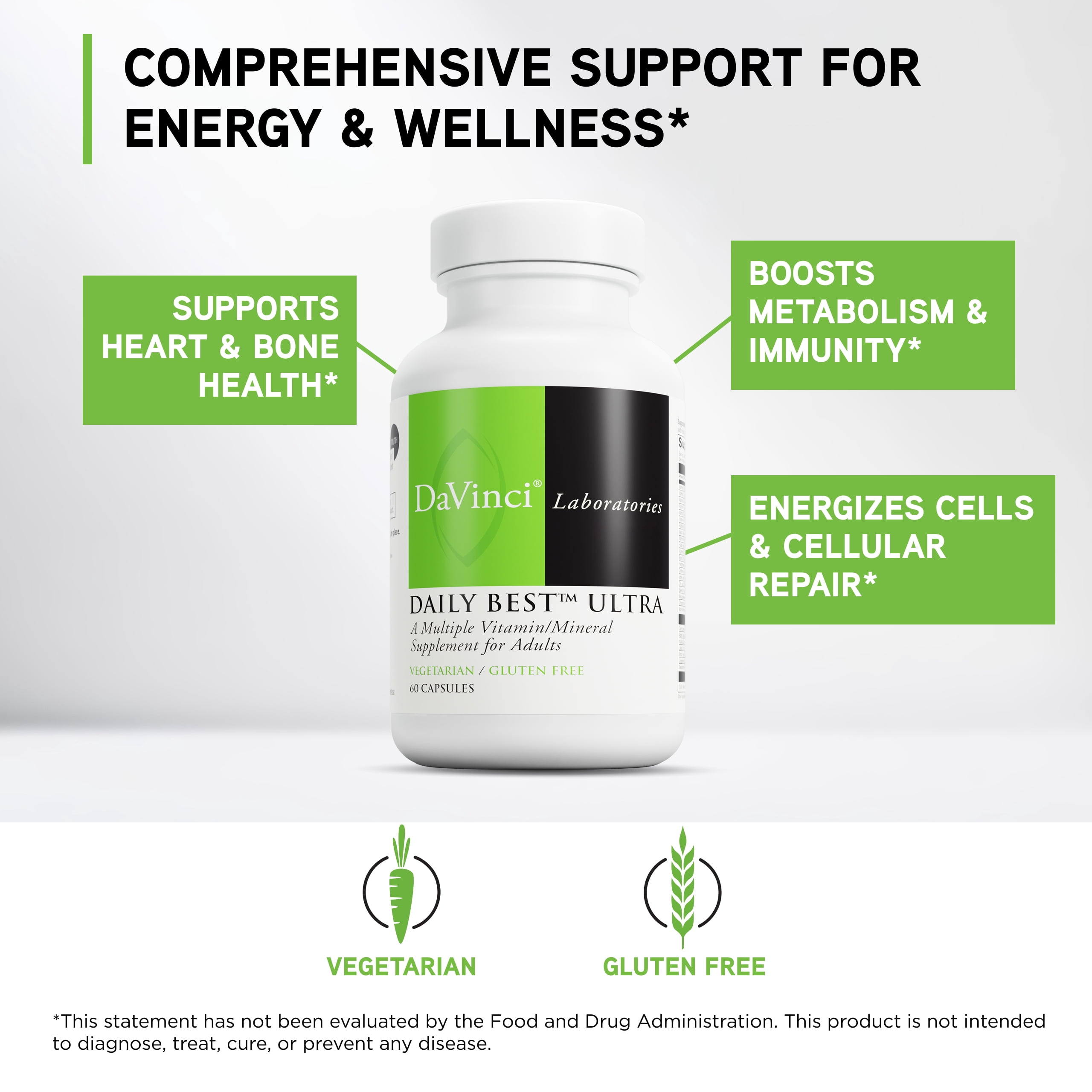 DaVinci Labs Daily Best Ultra - Once Daily Multivitamin - 60 Vegetarian Capsules