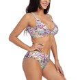 thumbnail image 2 of Kdxio Peace Love and Dove Flower Power Print Women's 2 Piece High Waisted Wrap Spaghetti Strap Summer Swimsuit Bikini Set-XX-Large, 2 of 7