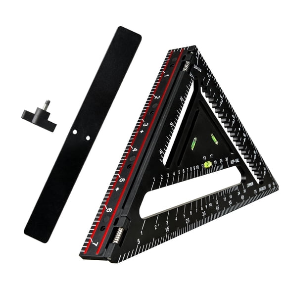 Foldable Carpenter Square 7 Inch , Multi-Angle T-Ruler with 3-Way Level, Portable Woodworking Rafter Square for Framing & Cutting with Jig