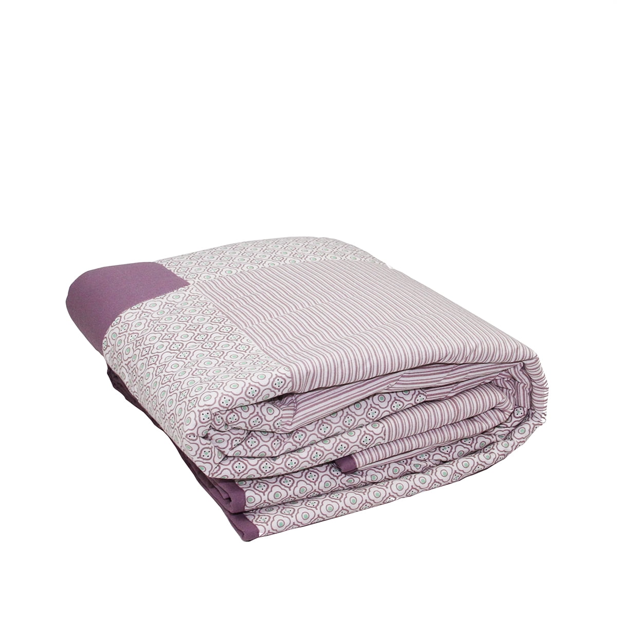 Kaemingk Purple and White Stripe Quatrefoil Quilted Throw Blanket 55.5 x 78.75