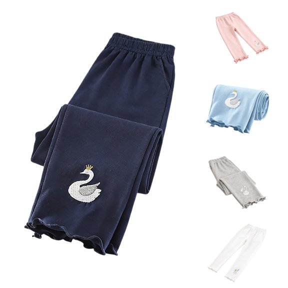 JCCXIN Toddler Kids Girls Leggings School Pants Cartoon Ruffles Elastic Waist Stretch Dance Active Biker Pants With Pocket Outdoor Casual Everyday Wear Soft Party Bottoms,Blue,18-24 Months