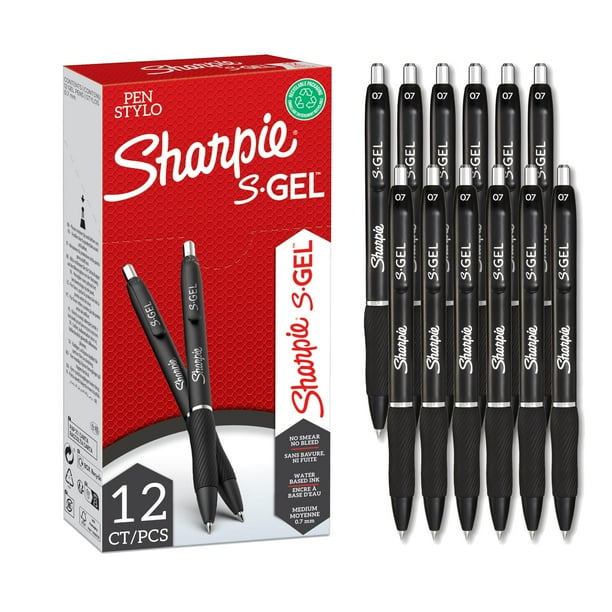 Sharpie S-Gel Bolígrafos De Gel Punta Media (07 Mm) Tinta Negra 12 Unidades