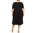 thumbnail image 3 of MOA COLLECTION Women's Plus Oversize Solid Casual Loose Fit Short Sleeve Jersey Knit A-Line Midi Dress, 3 of 5