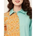 thumbnail image 5 of Moomaya Women's Printed Button Down Shirt Dress, Cuffed Sleeves Collared Dress, 5 of 8
