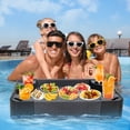 thumbnail image 2 of INTER HUT Floating Tray for Pool, Wicker Floating Serving Tray, Drink Tray, Snack Tray for Swimming Pool Floats, Gray, 2 of 9