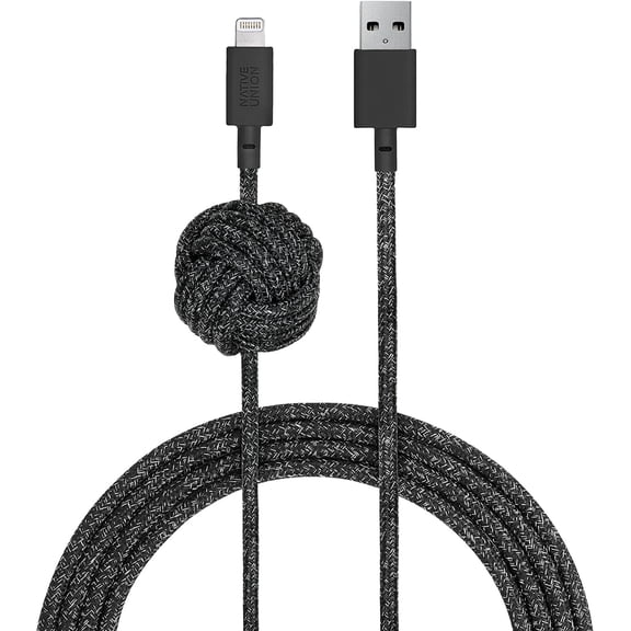 Native Union Night Cable USB-A - 10ft Ultra-Strong Cable with Weighted Knot (Cosmos)