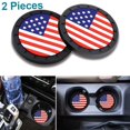 thumbnail image 1 of 2 Pack American Flag Cup Holder Coasters Car Interior Accessories - Silicone Anti Slip Cup Mat for US Flag for All Vehicle Models (Set of 2, 2.75" Diameter) American flag, 1 of 6