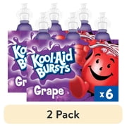 (2 pack) Kool-Aid Bursts Soft Drink, 6 Bottles, for School Lunches and On-the-Go Hydration, artificial flavor Grape, Caffeine Free, 6.75 oz