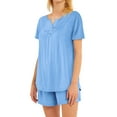 thumbnail image 3 of GESJQFZ Women Spliced Pleat Solid Color V Neck Pajama Shorts Nightwear Set, 3 of 7