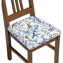 Seat Covers for Dining Room Chairsset of Set of 4, Floral Navy Blue Bird White Spring Flower Stretch Chair Seat Covers Cushion Slipcovers for Kitchen Office