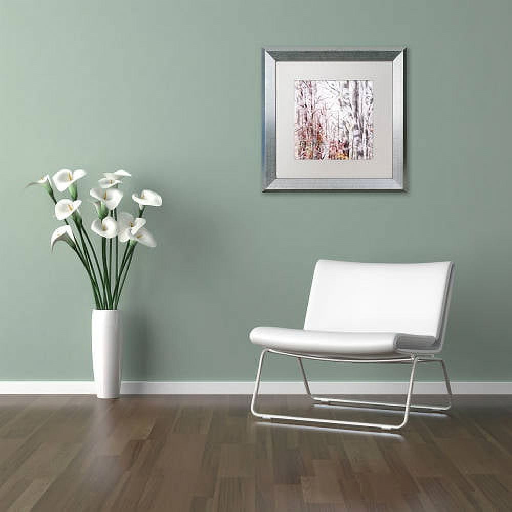 Trademark Fine Art "Winter Trees" Canvas Art by Lisa Powell Braun, White Matte, Silver Frame