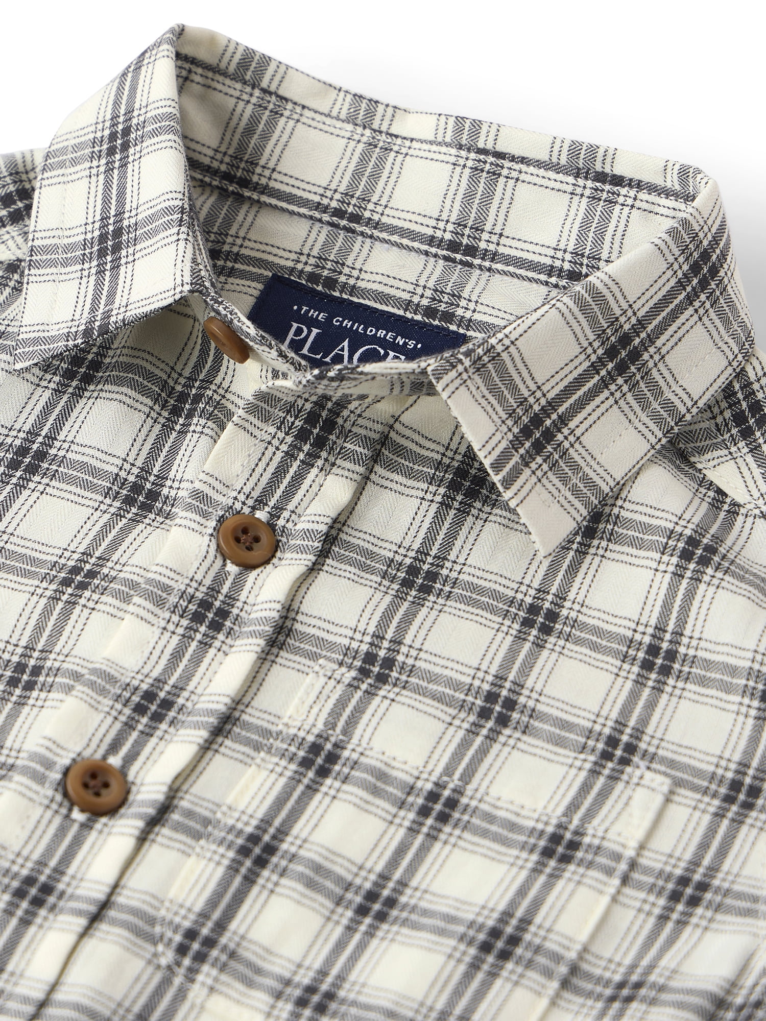 The Children's Place Baby And Toddler Boys Long Sleeve Plaid Textured Poplin Button Up Shirt, Sizes 6M-5T