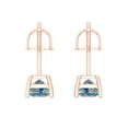 thumbnail image 4 of 14K Solid Gold Screw Back Stud Earrings for Women | 1.5 cttw Princess Cut Blue Moissanite | Rose Gold, 4 of 5