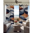 thumbnail image 4 of Blackout Curtains for Bedroom, Navy Blue Burnt Orange Room Darkening Window Drapes for Living Room, Retro Geometric Abstract Thermal Insulated Grommet Curtains, 52x90 inch, 2 Panels, 4 of 9