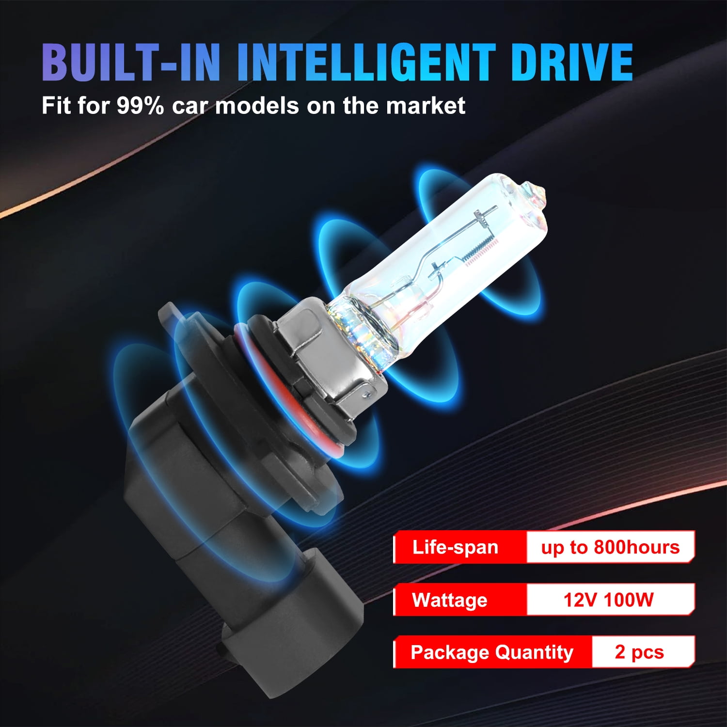 9005 H11 Halogen Headlight Bulbs Combo, High Low Beam Replacement, 4000LM 4200K Warm White, Pack of 4
