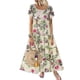 thumbnail image 5 of OL temperamento mujer algodón y lino cuello redondo pastel falda vestido Irfora Floral-Azul-Sin mangas L, 5 of 5