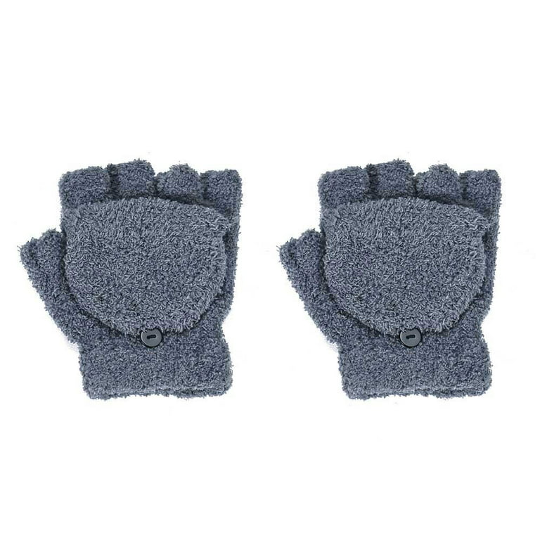 Oxodoi Women Long Fingerless Gloves Winter Arm Warmers Thumb Hole Mittens with Mitten Flap, Knitted Convertible Mittens Half Fingerless Gloves
