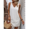 thumbnail image 6 of Jaimenalin Women'S V-Neck Summer Casual Beach Dress Vacation Sleeveless Sundress White Small Flowers L, 6 of 9