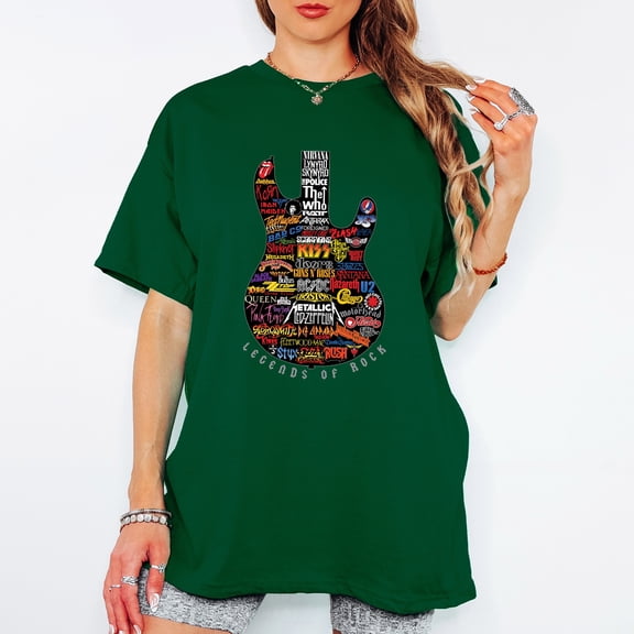 Legends of Rock T-Shirt: Vintage Guitar Graphic Tee for Music Lovers Multi