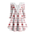 thumbnail image 1 of Robes à Épaules Dénudées pour Femmes à Manches Longues Robe de Noël Imprimée à Lacets Ligne A Évasée Cocktail Vacances Robe Courte, 1 of 5