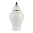 thumbnail image 6 of Decorative Ceramic Vase with Lid for Living Room and Home Decor - Elegant Flower Vase Accent for Room, Bedroom, or Office Display - Sculpted Table Accent for House Decoration - 20", White & Gold, 6 of 11