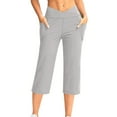 thumbnail image 2 of Aboser Womens V Crossover Capri Pants Gym Running Yoga Capris High Waisted Workout Pants Casual Straight Leg Cropped Pants with Pockets, 2 of 8